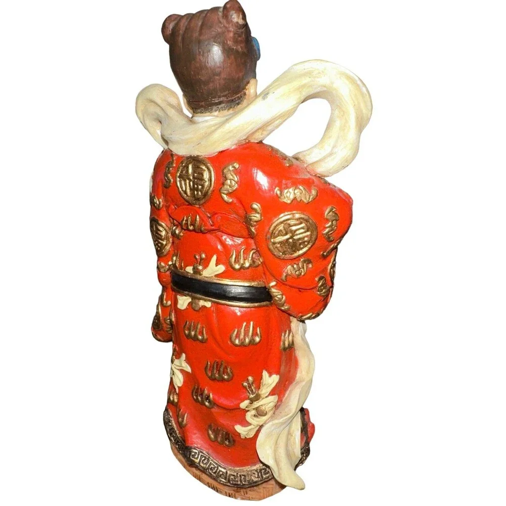 Vintage Chinese Immortal Scholar Figurine Lu God Prosperity Scroll Resin 7